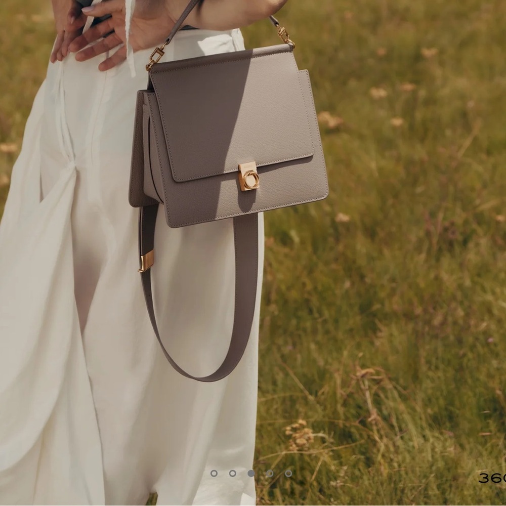 Polène Taupe Leather Crossbody Bag with Gold Hardware - Picture 3 of 9